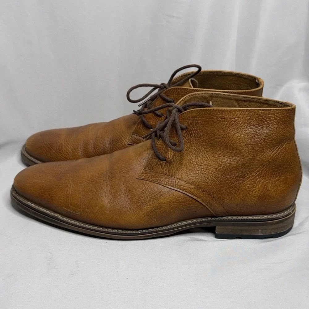 Carlo Morandi Brown Leather Chukka Boots Mens 11 Lace Up Casual Dress Shoes